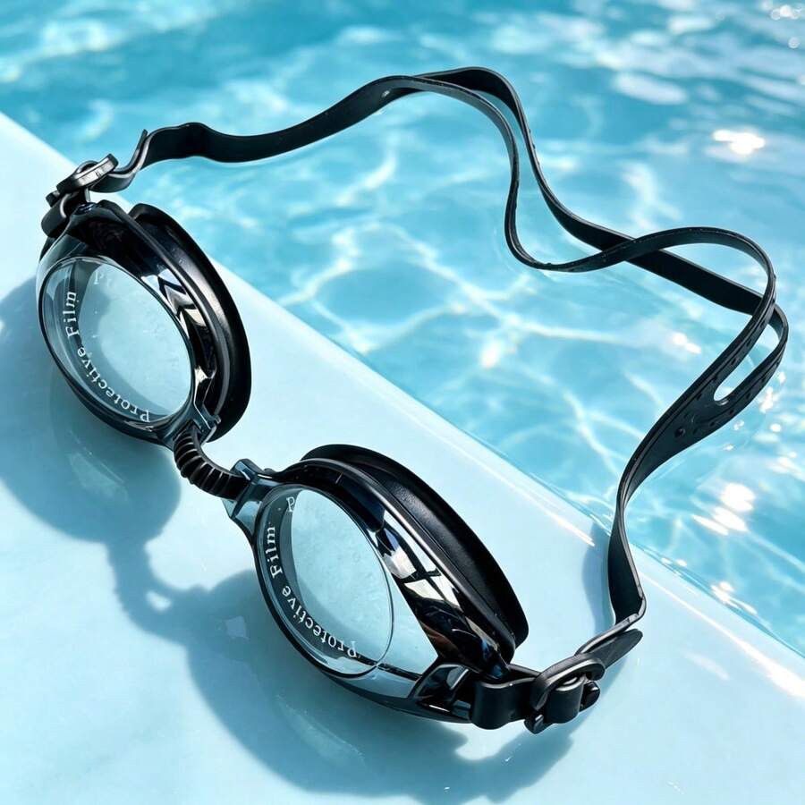 Waterproof Swimming Goggles, High Definition Transparent Anti-Water Polarized Diving Glasses, Adjustable Strap Anti-Fog Silicone Universal Swim Goggles - Black - View 1