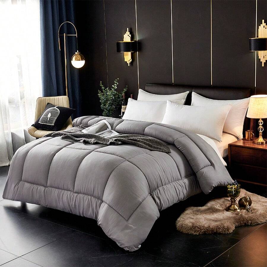 Luxury Bedding Comforter & Duvet Cover Reversible Sleep Blanket, 3D Polyester Quilted Comforter, Queen Size, All-Season Use, GentleSoft Down Alternative Comforter, With 4 Corner Ties, Gift For Women/Men, Machine Washable - Light Grey - View 1