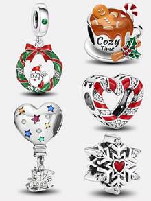 1 Holiday Limited Edition Christmas Wreath, Christmas Gift Hot Air Balloon Bead Creative Exquisite Bead String DIY Bracelet Necklace Gift - Silver - View 5