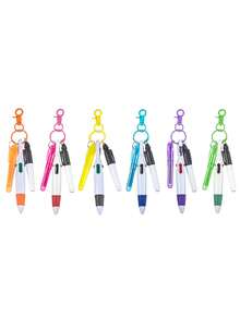 Nurse Gift Pen Set, Mini Highlighter Keychain, Retractable Ballpoint Pen With Badge Clip, Portable Writing Tool, Gift For Nurses, Teachers, Students - Multicolor - View 8
