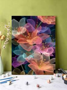 DIY Translucent Neon Floral Art (Frameless Or Framed 8x12 / 16x20 Inches) Paint By Numbers Kit(Acrylic) Arts & Crafts For Adult Beginners, Home Wall Decor, And Holiday Gifts - Sets - View 5