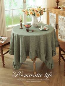 1pc Dark Green Leaf Border French Country Tablecloth, Romantic French Style Decorative Cloth, Kitchen / Dining Room / Room / Home / Dining Table / Coffee Table Universal, Suitable For Kitchen Home Decor Kitchen Decor Room Decor Dining Table Decor Dining Table Decor Coffee Table Dining Room Tablecloth Square Tablecloth - Dark Green - View 8
