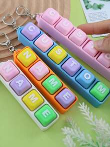 Custom Letter Keyboard Keychain Personalized Name Bag Charm Macaron Color Key Ring Wrist Strap - Multicolor - View 8