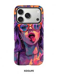 Koolife Girls Theme Phone Case, Smooth Hard Shell Design, TPU And Printed Material, Scratch-Resistant Durable Shockproof, Compatible With IPhone 11, 12, 13, 14, 15, 16, 17/18 Series (Including Pro And Pro Max Versions) - Purple - View 1
