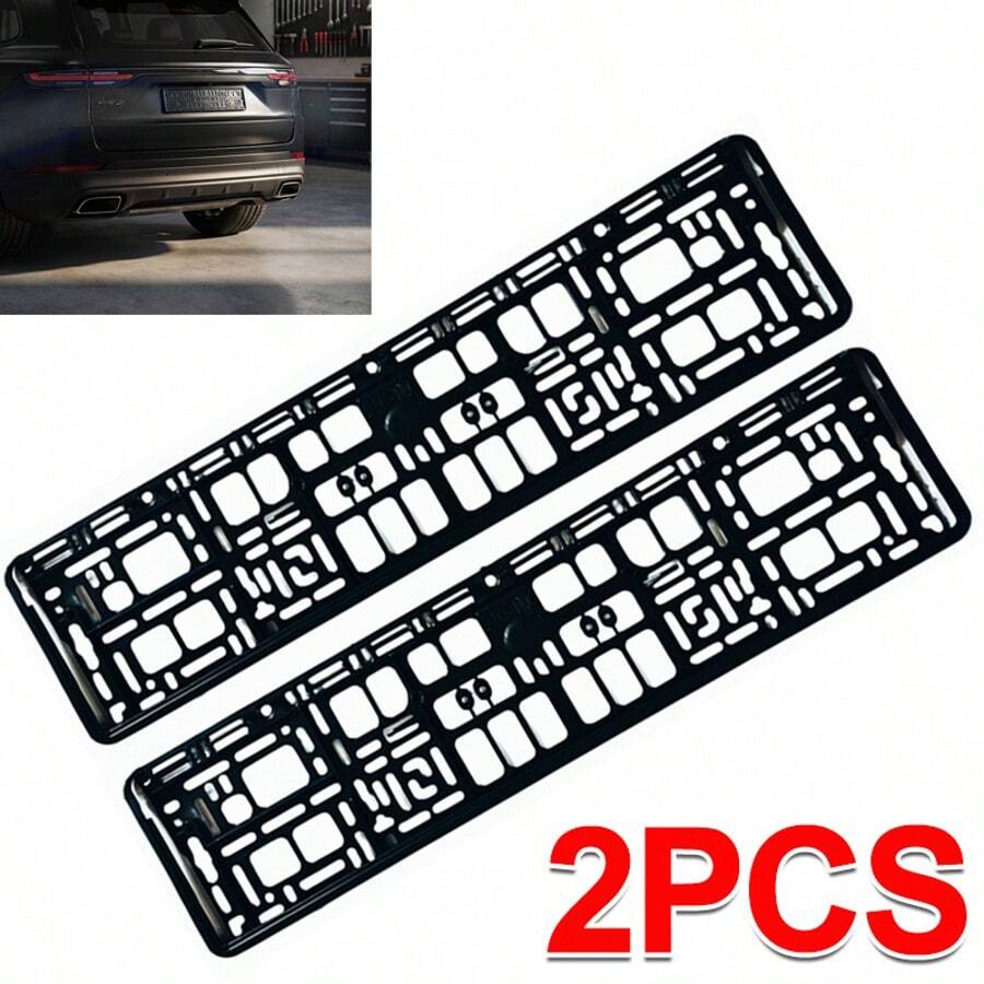 2PCS Universal ABS Number Plate Holder Number Plate Holder Surrounds Frame Black - A - View 1