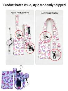 Medical Element Cartoon Card Holder Set, Pink Medical Pattern Acrylic ID Badge Holder With Retractable Lanyard And Long Strap, Nurse Student Badge Holder Card Pouch, Anti-Loss Portable, Fresh Sweet Style, Suitable For Commuting And Campus Use, Daily Essential - Multicolor - View 10