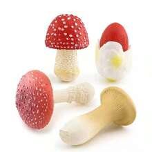 Realistic Mushroom Model Decoration Set, Children's Educational Toy, Early Learning Cognitive Science Teaching Sand Table Landscape Ornament, Red And Brown Mushroom Party Props - Multicolor - View 6