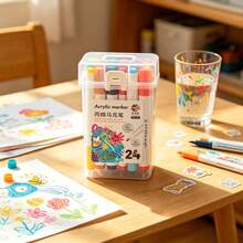 Acrylic Marker Pens For Kids, Water-Based Ink, 24/36/48 Colors, Vibrant And Smooth, Suitable For Painting, DIY Doodling, Birthday Card Creation - Multicolor - View 6