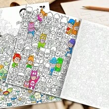 Doodle Tracing & Coloring Book, 29*21cm Large Format, Single-Sided Thick Paper, Anti-Bleed, Massive Collection Of Cute Doodle Patterns, Combines Line Tracing & Coloring Gameplay - Single Piece - View 3