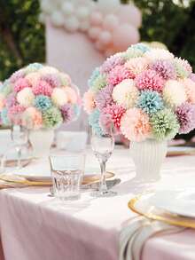 25pcs Artificial Dahlia & Lavender Color Fake Rose Stems, Suitable For DIY Wedding Decoration Center Pieces, Bouquets And Baskets - Multicolor - View 5