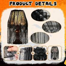 Gothic Black Lace Skull Tassel Lampshade, Elegant Gothic Pendant Light Shade, Suitable For Halloween Decoration, Pendant Light, Table Lamp, Ceiling Light, Party Decoration - Lace Fringe Style - View 2
