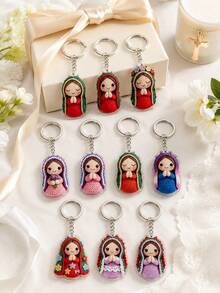 2D Acrylic Virgin Mary Keychain Set, Neutral Backpack Charm And Car Keychain, Couple Commemorative Pendant, Blessing And Grace Believer Gift - Multicolor - View 2