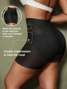 1pc Women's Body Shaping Micro-Sculpting Butt Lift Tummy Control Safety Pants Peach Shape Natural Buttocks Seamless Detachable Butt Pads - Black - View 4