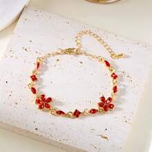 1pc Stainless Steel Plated Floral Rhinestone Pendant Bracelet, Luxury Women's Accessory Suitable For Party, Date, Work - Star - View 4