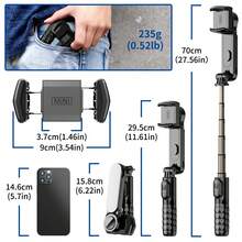 Q09 Tongkat Selfie dengan Lampu Pengisi yang Dapat Dilepas, Penyangga & Penstabil Selfie, Anti-Guncangan Cerdas, Bahan ABS+Paduan Aluminium, Dengan Kontrol Jarak Jauh Bluetooth, Untuk Perjalanan, Olahraga, Siaran Langsung, Kompatibel dengan Ponsel iOS & Android - View 8