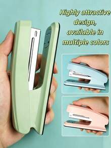 1pc Solid Color Office Stapler, Lightweight Effortless Stapler, Multi-Function Durable Student Stapler, Small Portable Binding Machine, Student Stapler, Office - Default - View 3