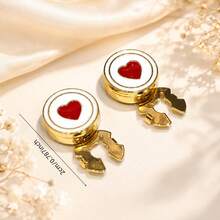 1pc Heart-Shaped Cufflinks Exquisite Sweater Accessory Fashion Decorative Button Wedding Banquet Daily Wear Decoration Accessory Gift Business Wedding Date Multi-Occasion Men's Shirt Cuff Accessory - Multicolor - View 3
