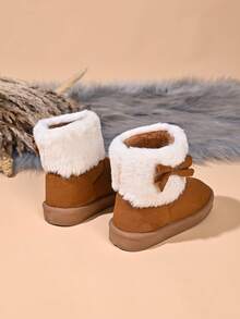 Children's Comfortable Snow Boots With Faux Fur Collar And Non-Slip Rubber Sole - Brown - View 4