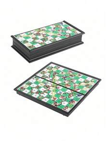 1pc Magnetic Snakes And Ladders Board Game Set, Folding Portable Design And Light-Weight, Travel Game Set Gift ,Family Fun Toys - Multicolor - View 6
