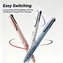 2pcs Retractable Ballpoint Pen Set, Morandi Color Series Anti-Slip Silicone Grip, 3 Colors In One Pen, 0.5mm Nib, Smooth Ink Flow, Writing Fluently, Learning Stationery, School And Office Supplies, Back To School - Multicolor - View 2