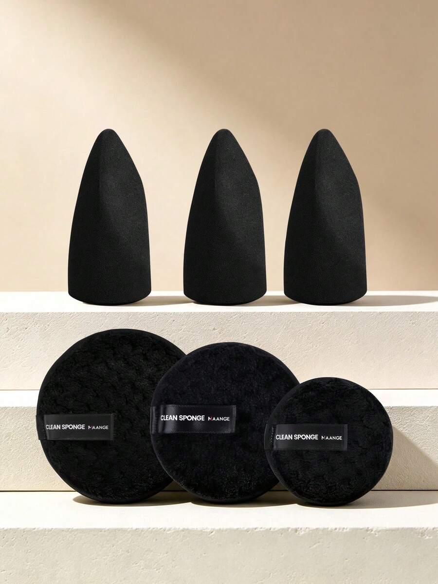 MAANGE 3/6pcs Professional Makeup Tools, Including 3 Teardrop-Shaped Makeup Sponges + 3 Makeup Remover Pads, Dual-Use Wet/Dry, Skin-Friendly And Soft, Essential Makeup Accessories For Daily Use Or Travel, Reusable Makeup Sponges, Ideal Gift For Girls. - Multicolor - View 1