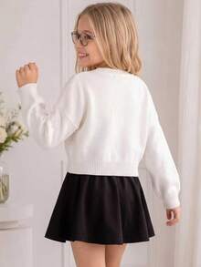 Tween Girls' Korean Style Knitted Cardigan With Bow Design, Versatile Niche Design - Multicolor - View 7