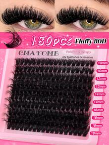 120‑200 Clusters Natural False Lashes 60D‑120D Ultra‑Dense Lashes Fluffy & Soft, Creates Cat‑Eye Lash Effect, Comfortable To Wear, Beginner‑Friendly. Ideal For At‑Home DIY Lash Application, Perfect For Daily Wear, Parties And Cosplay. Cluster Lashes - D - View 3