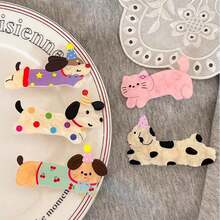 5pcs Cute Cartoon Hair Clips Set, Featuring Dog And Cat Patterns, Perfect For Girls To Fix Side Bangs With Alligator Clips. School Supplies, Hair Accessories - Multicolor - View 4