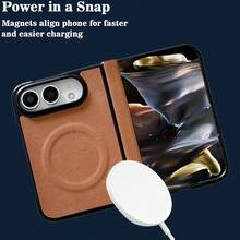keshengtai PU Leather Magnetic Phone Case With Spring Hinge Protection, Hard PC Back Plate Protective Phone Cover, Compatible With IPhone Duo - Brown - View 4