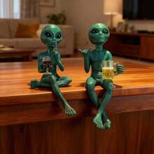 Halloween Christmas Decoration Alien Resin Figurine Indoor Garden Decor Small Statue Cute Home Decor Creative Ornament Gift - 2pcs - View 3