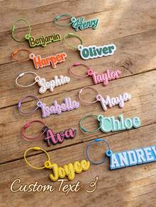 Custom Acrylic Name Keychain Personalized Soft Pastel Double Layer Letter Bag Charm, Custom Backpack Name Tag, Student Back To School Season Gift - Multicolor - View 6