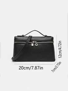 Handbag With Adjustable And Detachable Crossbody Shoulder Strap, Multiple Compartments For Storage, Zipper Closure, Minimalist Premium Commuter Style, Women's Small Square Handbag, Suitable For Daily Work, Shopping, Dating, Travel, Versatile Black Box-Shaped Handbag, Casual Crossbody Small Bag, Fashionable Matching Accessory - Black - View 6
