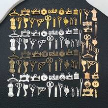 20/100pcs Antique Sewing Tool Alloy Charms Scissors Sewing Machine Ruler Button Pendants For DIY Bracelet Earring Necklace Jewelry Making Supplies - Multicolor - View 13