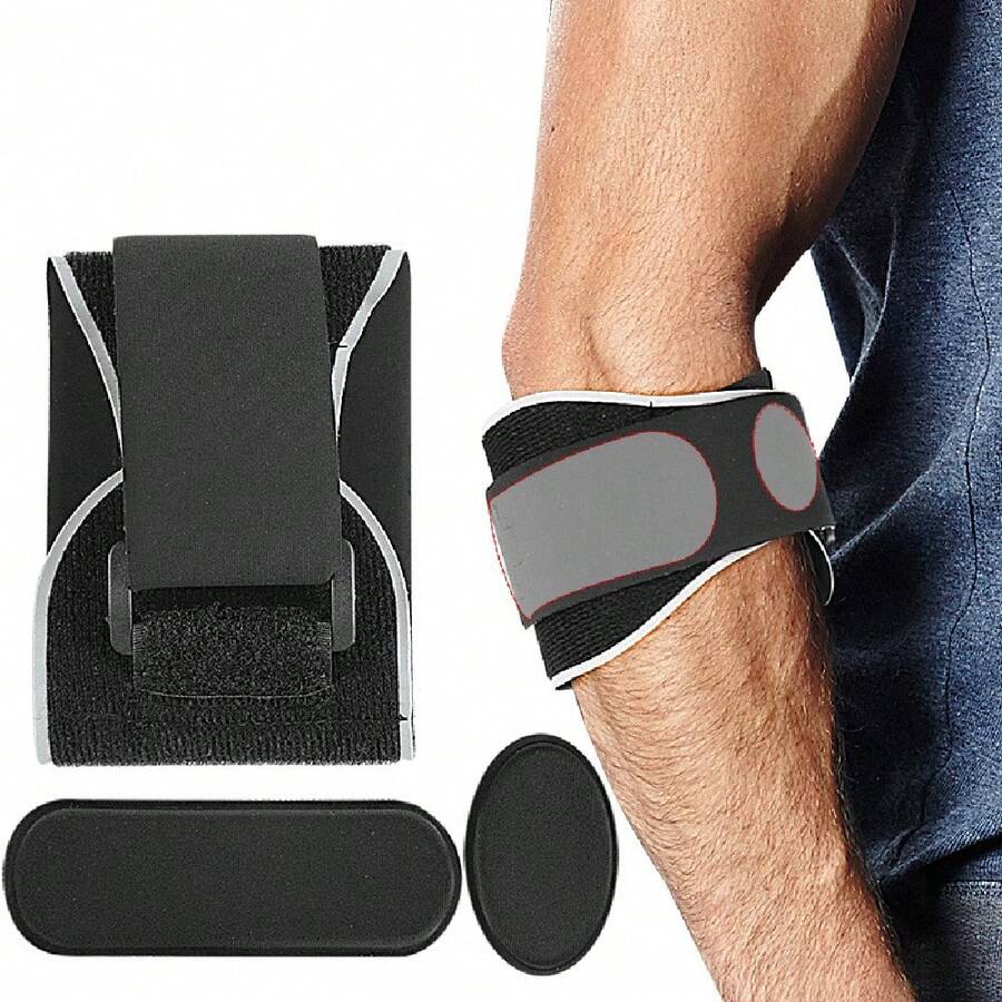 1pc Tennis & Golfer's Elbow Brace For Men Women, Adjustable Compression Elbow Support Strap For Weightlifting, Basketball, Badminton, Gym - Black - View 1