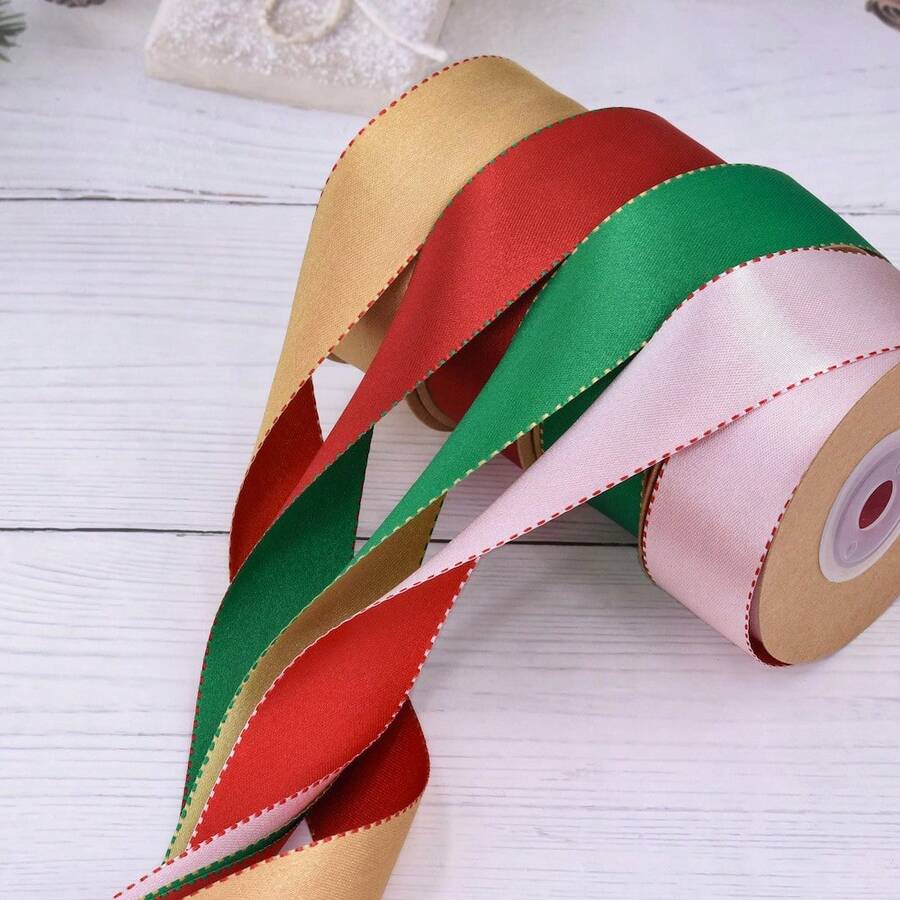 1 Roll 5 Yards New Double-Sided Double-Color Thickened Satin Ribbon High-End Gift Wrapping Ribbon Christmas Holiday Bow Ribbon - View 1