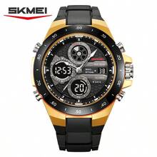 SKMEI 2808 男士多功能奢華運動數位 LED 3 時區計時鬧鐘手錶 塑膠 TPU 錶帶 - 金色 - 查看 6