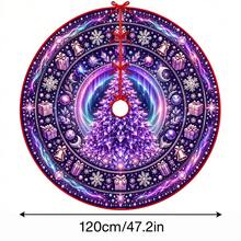 1件紫色極光夢幻星空圖案聖誕樹裙，優雅配色節日裝飾，5種尺寸，中性節日禮物，適合居家與派對聖誕家居裝飾 - 紫極光夢幻星空 - 查看 14