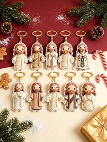 15pcs/Set Keychain, Bag Charm, Souvenir, Car Keychain, Unisex Couple Pendant/Best Gift For Believers, Suitable For Daily Use, Religious Souvenir, Baptism, Wedding, Christmas Home Decor Gift, Holiday Decoration, Gift For Friends (Back Has Protective Film To Prevent Scratches, Peel Off For Clearer View) - Multicolor - View 8