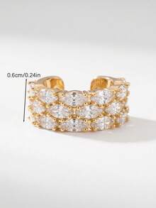 SYMFNY 1pc Luxury 925 Sterling Silver Marquise Shape Full Zirconia Pave Earrings, Exquisite Jewelry Gift For Women's Birthday - style two - View 4