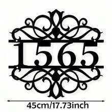 4 Sizes Available! Personalized Door Number Plate, Custom Outdoor Address Sign, Vintage Hollow Iris Metal Home Address Plaque, Custom Door Number Plate - Black - View 14