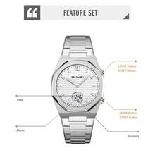 Skmei 2703 Luxury Men Digital Watch Stainless Steel Band EL Light Double Display In Stock Business Watch Supplier - Silver - View 4