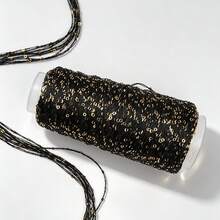 50g/1pc Premium Hand-Blended Sequins Yarn For Crochet And Knitting, Black Gold Beaded Yarn For Woven Bags - 50g/pc - View 1