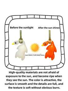 1pc UV Sensitive Color Changing Roast Duck Keychain Pendant - Car Accessory, Swinging Duck, UV Color Changing Bag Charm; Cute, Fun, Unique - Perfect Gift For Friends - Multicolor - View 9