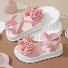 Caweiny Girls' Fashion Sunny Sandals, Korean Style, Hook & Loop, Lightweight, Non-Slip, Soft Sole, Princess, Daily Wear - Pink - View 5
