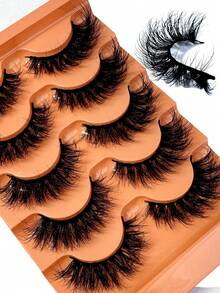New DD Curl Cat Eye Thin Dense Mink False Eyelashes 5D Fluffy Short Natural Style 5 Pairs Strip Lashes - Black - View 4