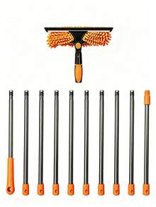 Professional 175 Inch (Approx. 445 Cm) Squeegee Window Cleaning Brush 2-In-1 Rotating Window Cleaning Tool Kit, Glass Cleaning Magic Tool High-Rise Glass Wiper Cleaning Tool With 10-Section Extension Pole, Adjustable Length, Suitable For Indoor/Outdoor Windows And Car Glass - Cleaning Tools - View 9