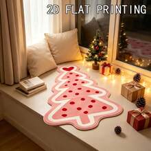 1pc Sweet Pink & White Heart Polka Dot Christmas Tree Rug, Christmas Home Decor Rug, Bedroom Decor, Small Rug, Creative Fashion Rug, Living Room Rug, Living Room Small Rug, Bedroom Rug, Outdoor Rug, Washable Rug, European Style Summer Outdoor Rug - Multicolor - View 4