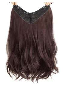 Synthetic V-Shaped Black 4-Clip 50cm Medium Length Curly Hair Extensions - Dark Brown - View 11