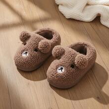 Children's Thermal Slippers With Heel Support 2026 Winter New Cartoon Kids Indoor Thermal Slippers Parent-Child Style - Brown - View 4