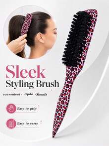 1pc Multi-Color Unisex Boar Bristle Smoothing Back Comb, Beard Brush, Frizz-Smoothing Edge Control Comb, Volumizing Wooden Handle Comb, Detangling Comb, Hairline Control Comb, Slip-Away Comb, Plastic Hair Comb, Create Smooth Ponytail And Bun - With Wide Tail Back Comb And Detangling Comb, Convenient For Parting, Styling, Polishing And Smoothing Hair, Create Smooth Frizz-Free Hairstyle - Multicolor - View 7